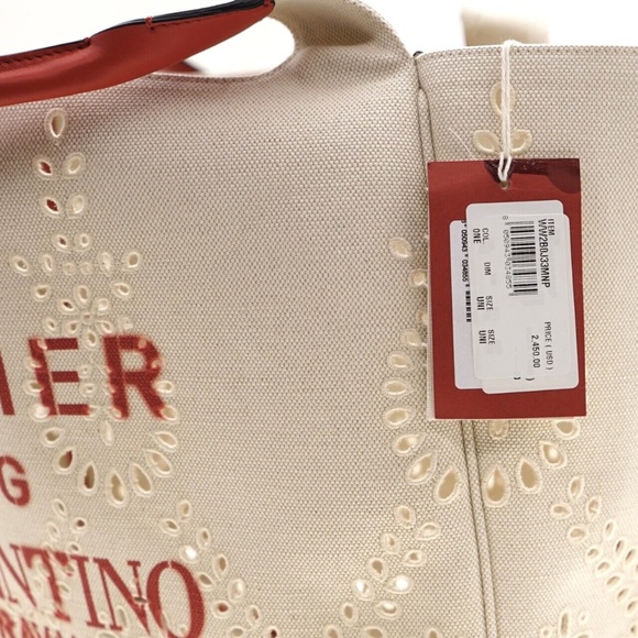 Valentino Garavani Atelier 08 Tote Shoulder Bag Large Beige Canvas New - Picture 7 of 8